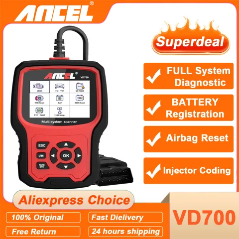 ANCEL VD700 Професионален OBD2 Скенер за VW, Audi, Seat, Skoda - Ресет на Масло, EPB, SAS, TPMS